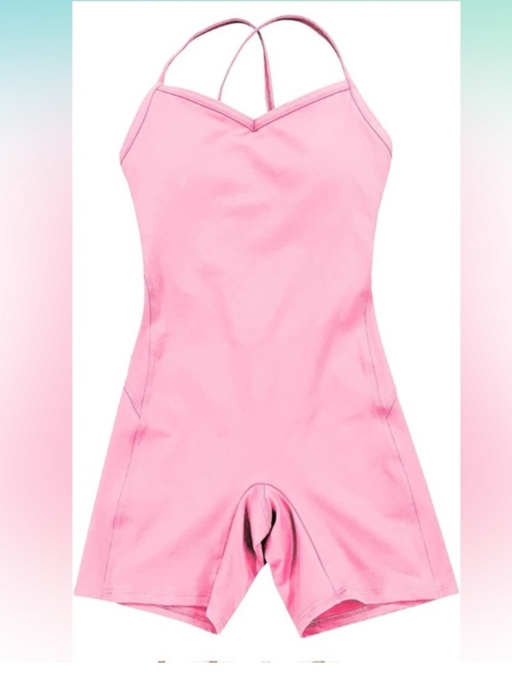 Bodysuit Onesie Seamless Spaghetti Straps Padded Bra Jumsuit Activeware L/XL NWT - Picture 4 of 4